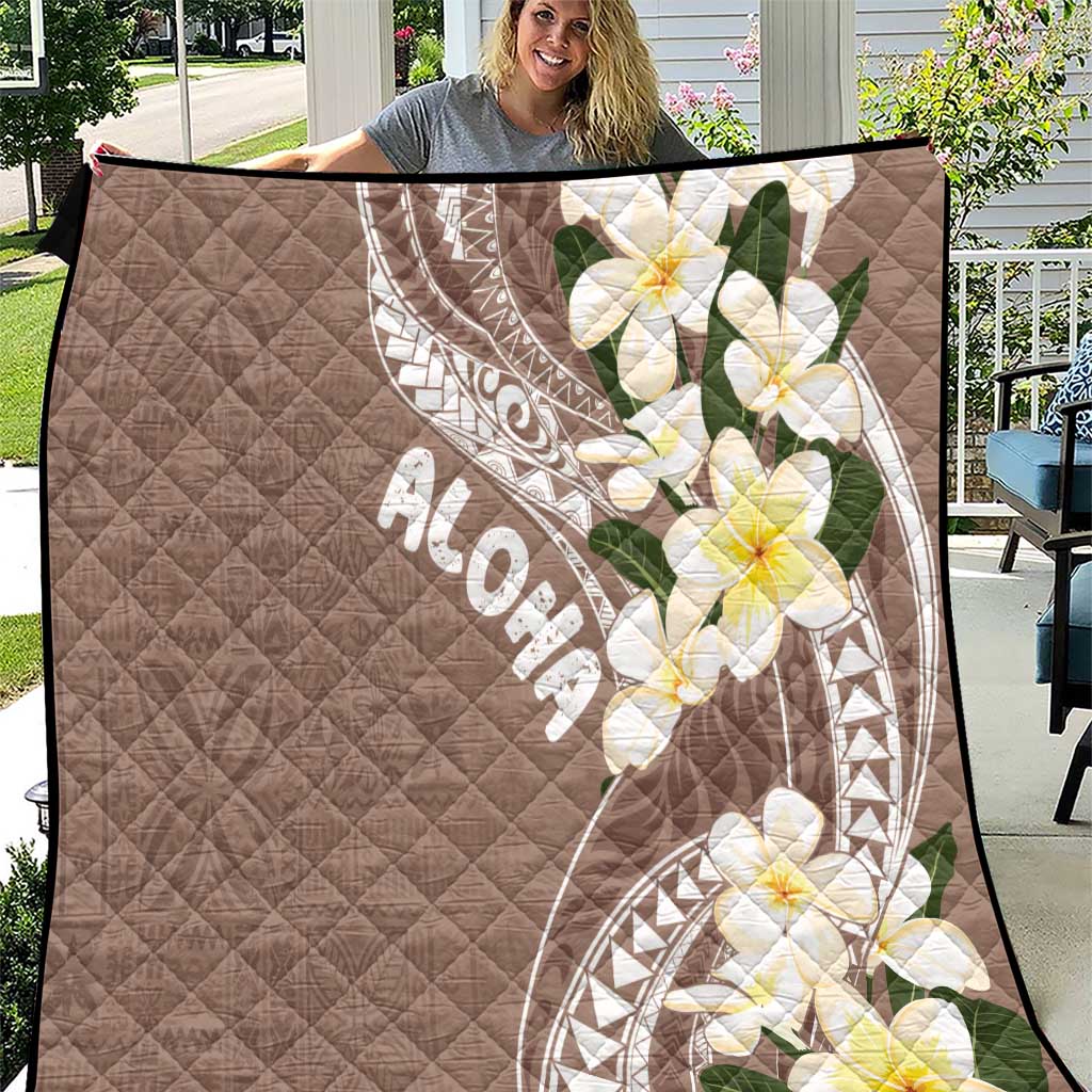 Aloha Hawaii Festive Quilt Frangipani Lace Classic - Beige