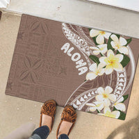 Aloha Hawaii Festive Rubber Doormat Frangipani Lace Classic - Beige