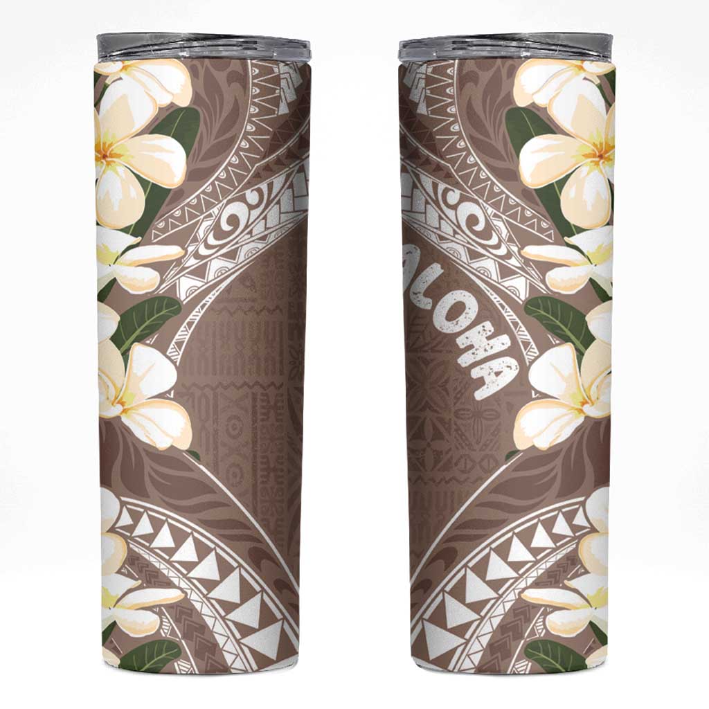 Aloha Hawaii Festive Skinny Tumbler Frangipani Lace Classic - Beige