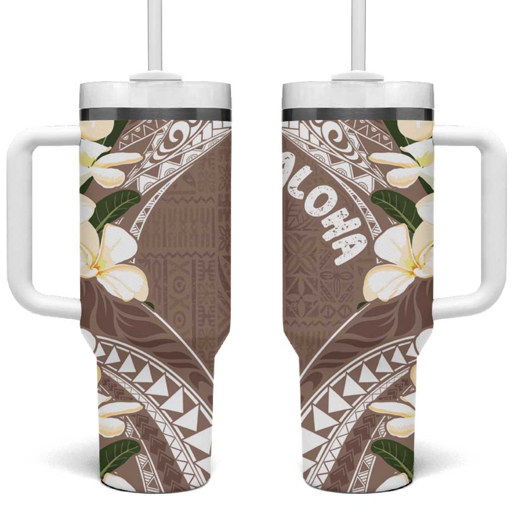 Aloha Hawaii Festive Tumbler With Handle Frangipani Lace Classic - Beige