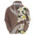 Aloha Hawaii Festive Zip Hoodie Frangipani Lace Classic - Beige