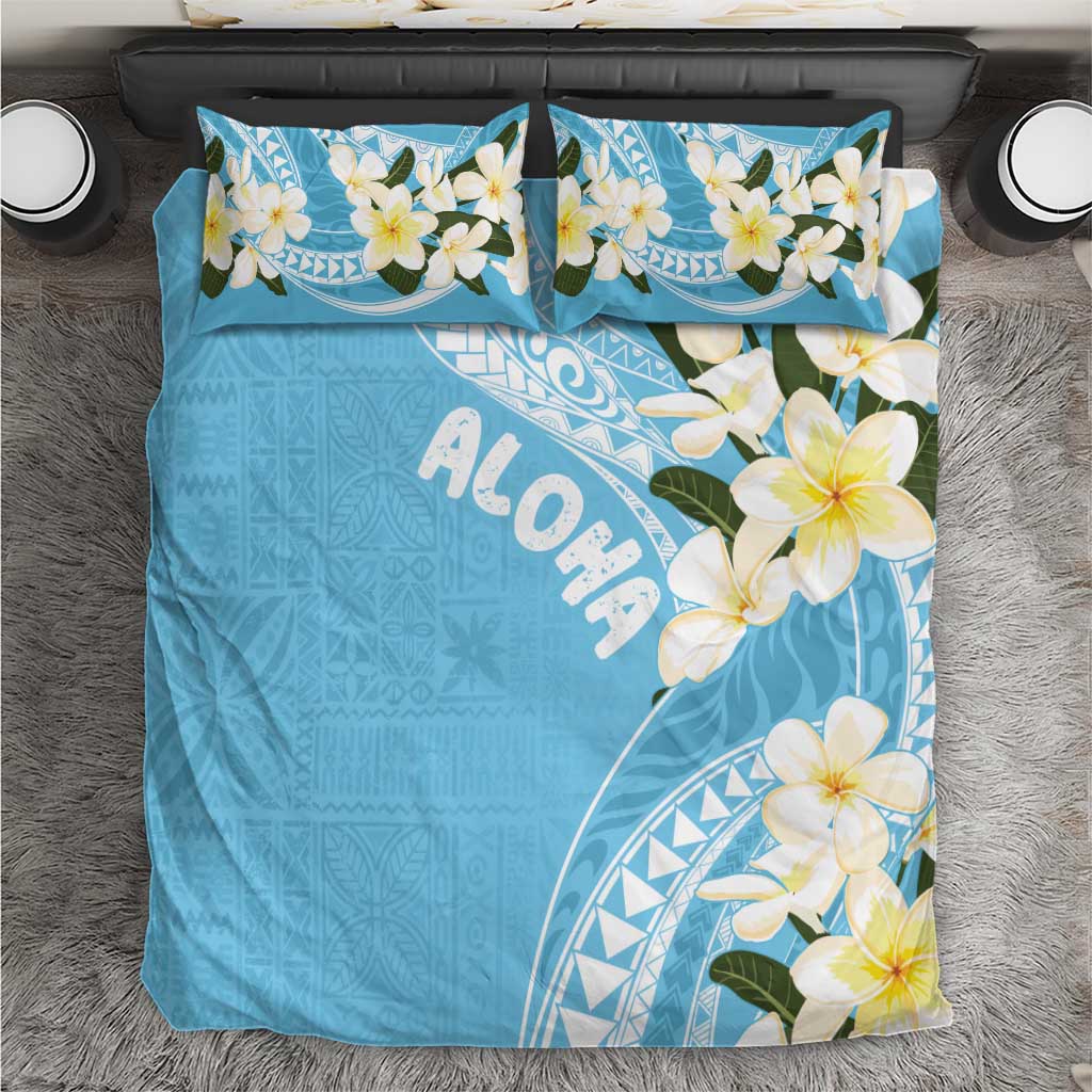 Aloha Hawaii Festive Bedding Set Frangipani Lace Classic - Turquoise