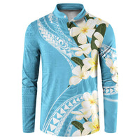 Aloha Hawaii Festive Button Sweatshirt Frangipani Lace Classic - Turquoise