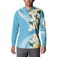 Aloha Hawaii Festive Button Sweatshirt Frangipani Lace Classic - Turquoise