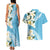 Aloha Hawaii Festive Couples Matching Tank Maxi Dress and Hawaiian Shirt Frangipani Lace Classic - Turquoise