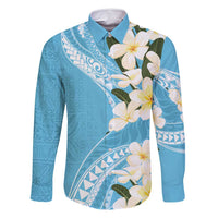 Aloha Hawaii Festive Family Matching Off Shoulder Maxi Dress and Hawaiian Shirt Frangipani Lace Classic - Turquoise LT7 Dad's Shirt - Long Sleeve Turquoise - Polynesian Pride