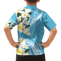 Aloha Hawaii Festive Family Matching Short Sleeve Bodycon Dress and Hawaiian Shirt Frangipani Lace Classic - Turquoise LT7 - Polynesian Pride