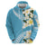 Aloha Hawaii Festive Hoodie Frangipani Lace Classic - Turquoise