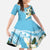 Aloha Hawaii Festive Kid Short Sleeve Dress Frangipani Lace Classic - Turquoise