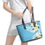 Aloha Hawaii Festive Leather Tote Bag Frangipani Lace Classic - Turquoise