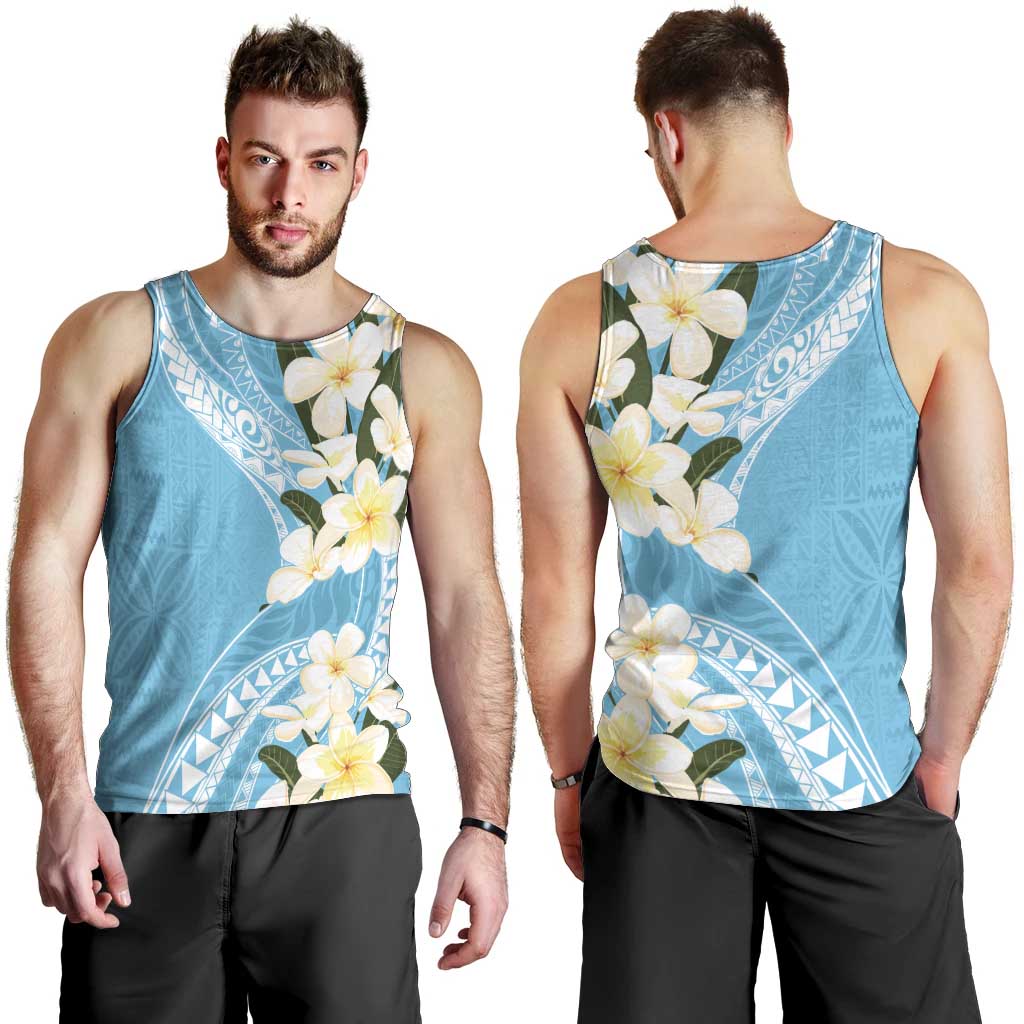Aloha Hawaii Festive Men Tank Top Frangipani Lace Classic - Turquoise