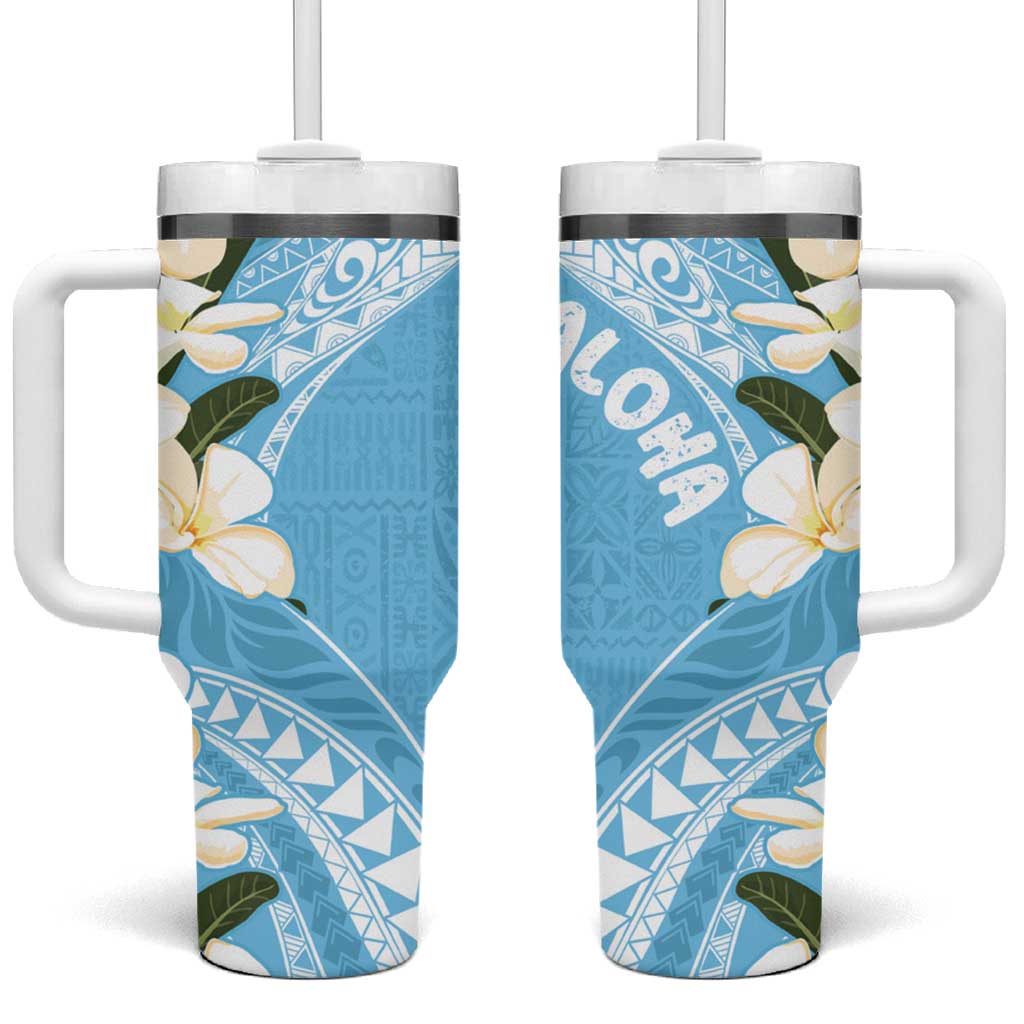 Aloha Hawaii Festive Tumbler With Handle Frangipani Lace Classic - Turquoise