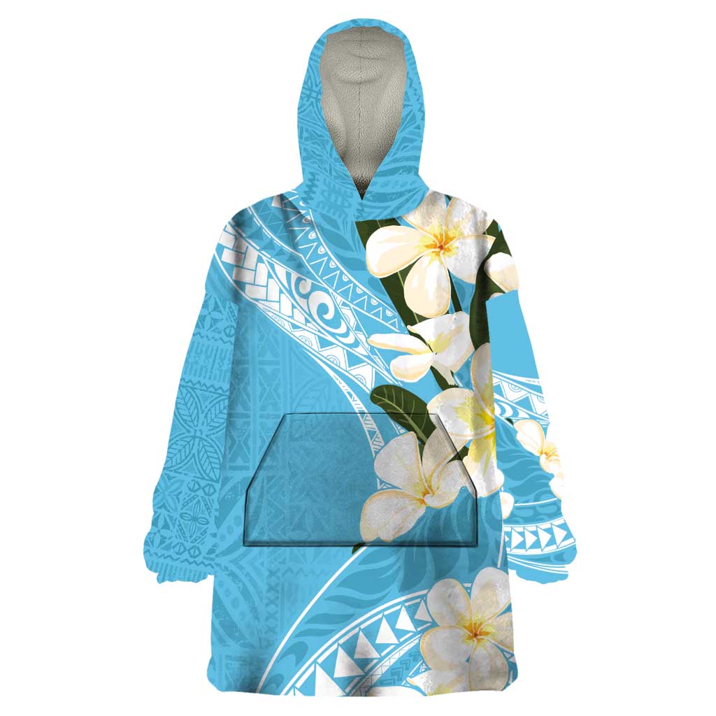 Aloha Hawaii Festive Wearable Blanket Hoodie Frangipani Lace Classic - Turquoise