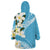 Aloha Hawaii Festive Wearable Blanket Hoodie Frangipani Lace Classic - Turquoise