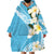 Aloha Hawaii Festive Wearable Blanket Hoodie Frangipani Lace Classic - Turquoise