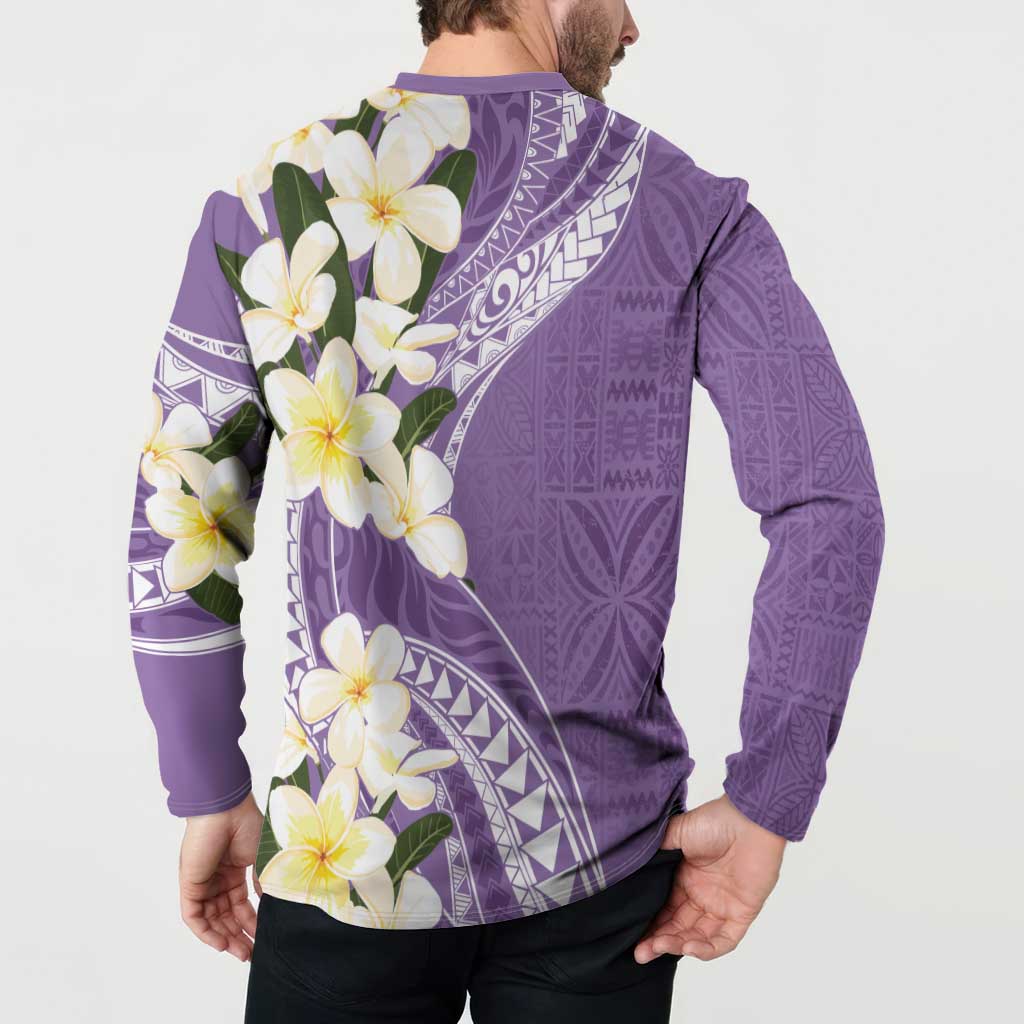 Aloha Hawaii Festive Button Sweatshirt Frangipani Lace Classic - Lavender