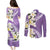 Aloha Hawaii Festive Couples Matching Puletasi and Long Sleeve Button Shirt Frangipani Lace Classic - Lavender