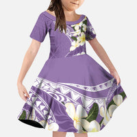 Aloha Hawaii Festive Family Matching Long Sleeve Bodycon Dress and Hawaiian Shirt Frangipani Lace Classic - Lavender LT7 Daughter's Dress Lavender - Polynesian Pride