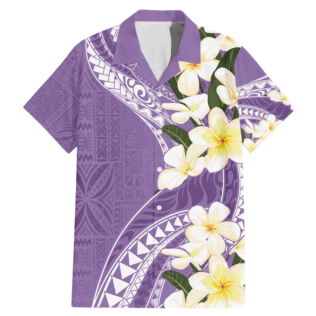 Aloha Hawaii Festive Family Matching Mermaid Dress and Hawaiian Shirt Frangipani Lace Classic - Lavender LT7 Dad's Shirt - Short Sleeve Lavender - Polynesian Pride