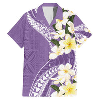 Aloha Hawaii Festive Family Matching Mermaid Dress and Hawaiian Shirt Frangipani Lace Classic - Lavender LT7 Dad's Shirt - Short Sleeve Lavender - Polynesian Pride