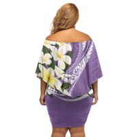 Aloha Hawaii Festive Family Matching Off Shoulder Short Dress and Hawaiian Shirt Frangipani Lace Classic - Lavender