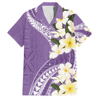 Aloha Hawaii Festive Family Matching Puletasi and Hawaiian Shirt Frangipani Lace Classic - Lavender LT7 Dad's Shirt - Short Sleeve Lavender - Polynesian Pride