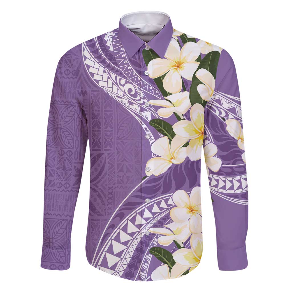 Aloha Hawaii Festive Family Matching Short Sleeve Bodycon Dress and Hawaiian Shirt Frangipani Lace Classic - Lavender LT7 Dad's Shirt - Long Sleeve Lavender - Polynesian Pride