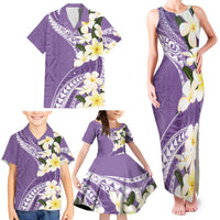 Aloha Hawaii Festive Family Matching Tank Maxi Dress and Hawaiian Shirt Frangipani Lace Classic - Lavender