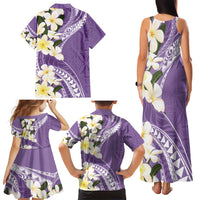 Aloha Hawaii Festive Family Matching Tank Maxi Dress and Hawaiian Shirt Frangipani Lace Classic - Lavender