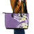 Aloha Hawaii Festive Leather Tote Bag Frangipani Lace Classic - Lavender