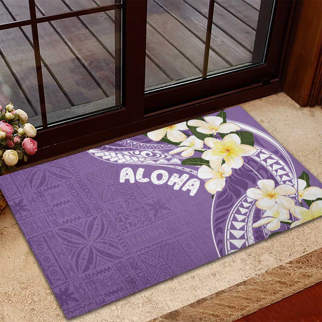 Aloha Hawaii Festive Rubber Doormat Frangipani Lace Classic - Lavender