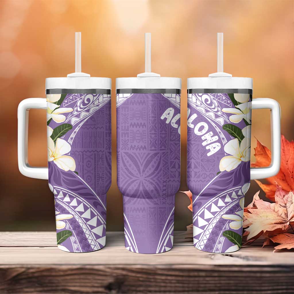 Aloha Hawaii Festive Tumbler With Handle Frangipani Lace Classic - Lavender