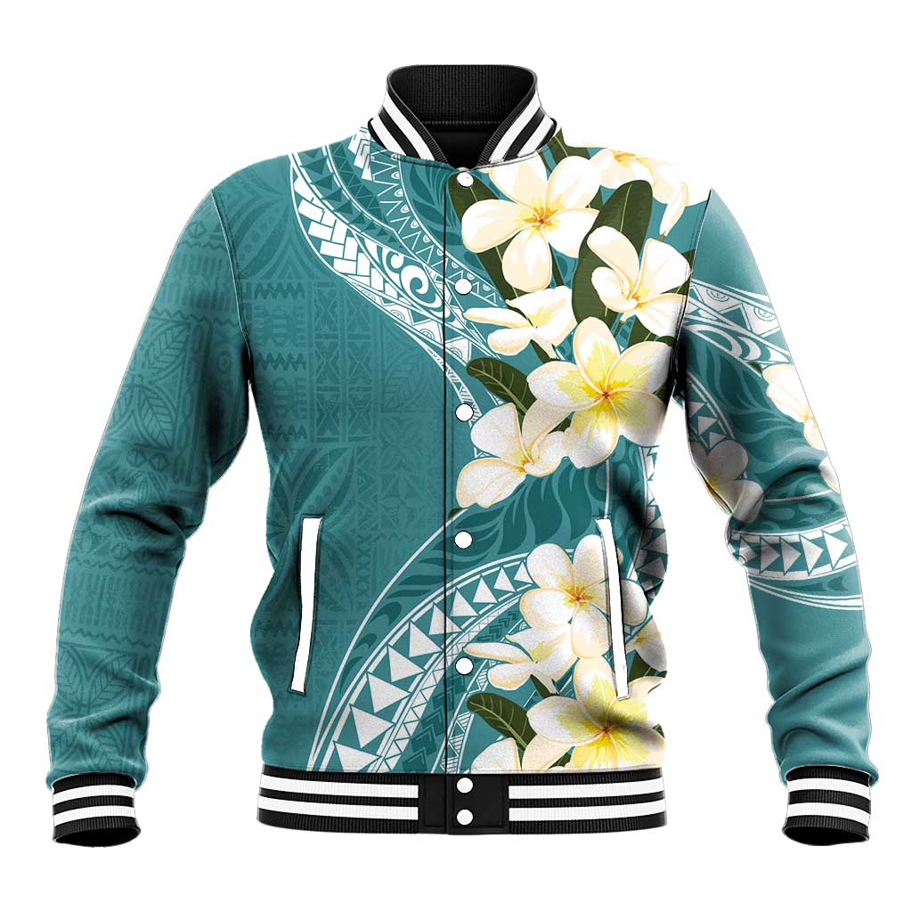 Aloha Hawaii Festive Baseball Jacket Frangipani Lace Classic - Teal