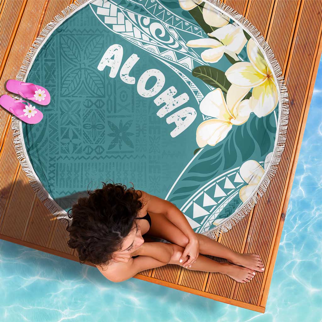 Aloha Hawaii Festive Beach Blanket Frangipani Lace Classic - Teal