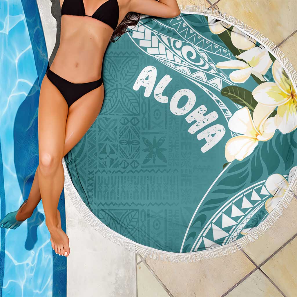 Aloha Hawaii Festive Beach Blanket Frangipani Lace Classic - Teal