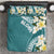 Aloha Hawaii Festive Bedding Set Frangipani Lace Classic - Teal