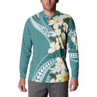 Aloha Hawaii Festive Button Sweatshirt Frangipani Lace Classic - Teal