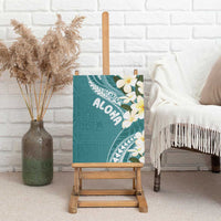 Aloha Hawaii Festive Canvas Wall Art Frangipani Lace Classic - Teal
