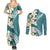 Aloha Hawaii Festive Couples Matching Summer Maxi Dress and Long Sleeve Button Shirt Frangipani Lace Classic - Teal