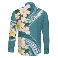 Aloha Hawaii Festive Family Matching Puletasi and Hawaiian Shirt Frangipani Lace Classic - Teal LT7 - Polynesian Pride