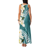 Aloha Hawaii Festive Family Matching Tank Maxi Dress and Hawaiian Shirt Frangipani Lace Classic - Teal
