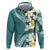 Aloha Hawaii Festive Hoodie Frangipani Lace Classic - Teal