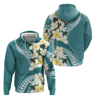 Aloha Hawaii Festive Hoodie Frangipani Lace Classic - Teal