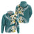 Aloha Hawaii Festive Hoodie Frangipani Lace Classic - Teal