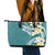 Aloha Hawaii Festive Leather Tote Bag Frangipani Lace Classic - Teal