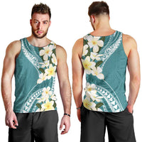 Aloha Hawaii Festive Men Tank Top Frangipani Lace Classic - Teal