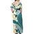 Aloha Hawaii Festive Off Shoulder Maxi Dress Frangipani Lace Classic - Teal