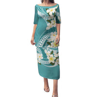 Aloha Hawaii Festive Puletasi Frangipani Lace Classic - Teal