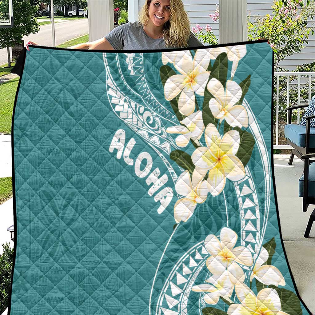 Aloha Hawaii Festive Quilt Frangipani Lace Classic - Teal