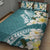 Aloha Hawaii Festive Quilt Bed Set Frangipani Lace Classic - Teal